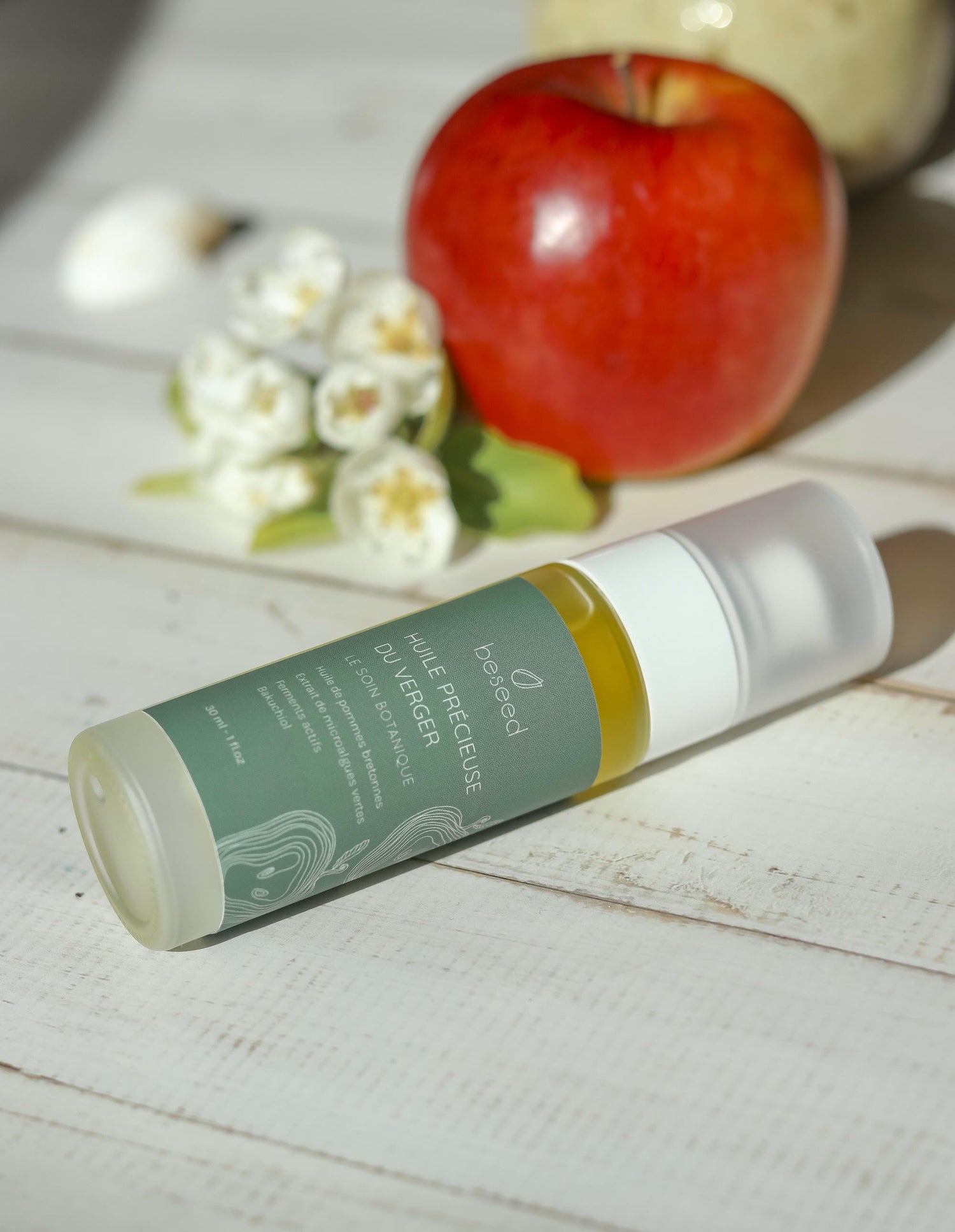Huile précieuse du verger Beseed - soin visage à l'huile vierge de pépins de pommes bretonnes BIO