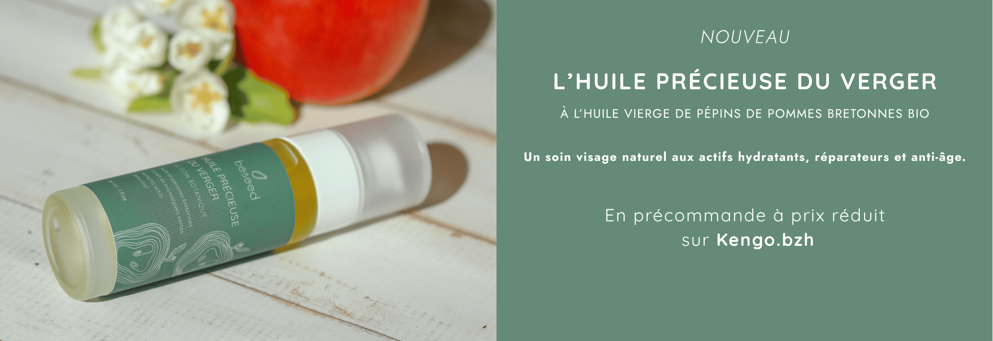 Huile précieuse du verger, un soin visage à la pomme bretonne bio